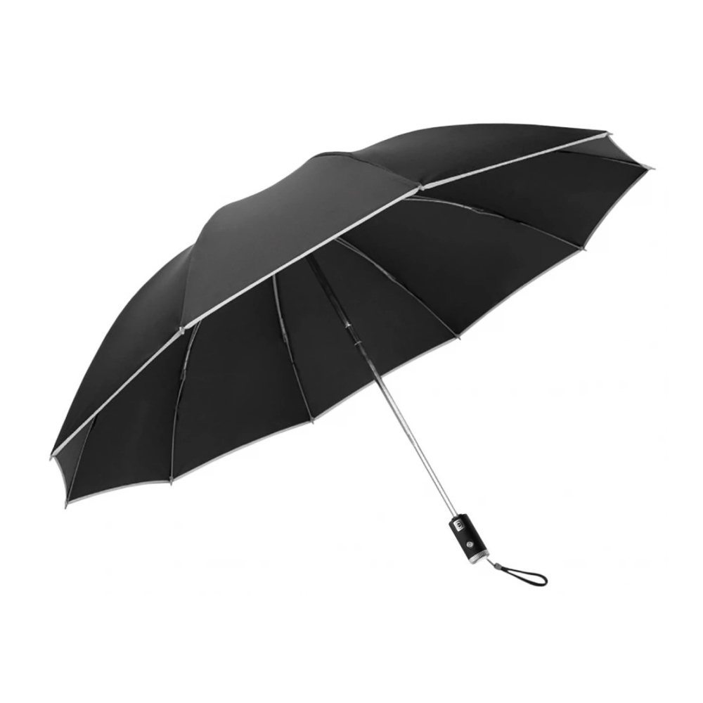 Зонт со светоотражающей лентой Zuodu Reverse Folding, черный